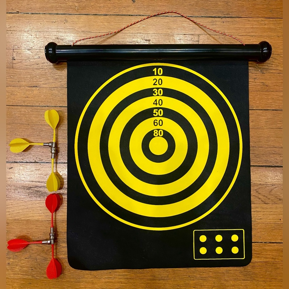Kid Safe Magnetic Dartboard Game Double Sided Easy Travel Hand Eye Coordination